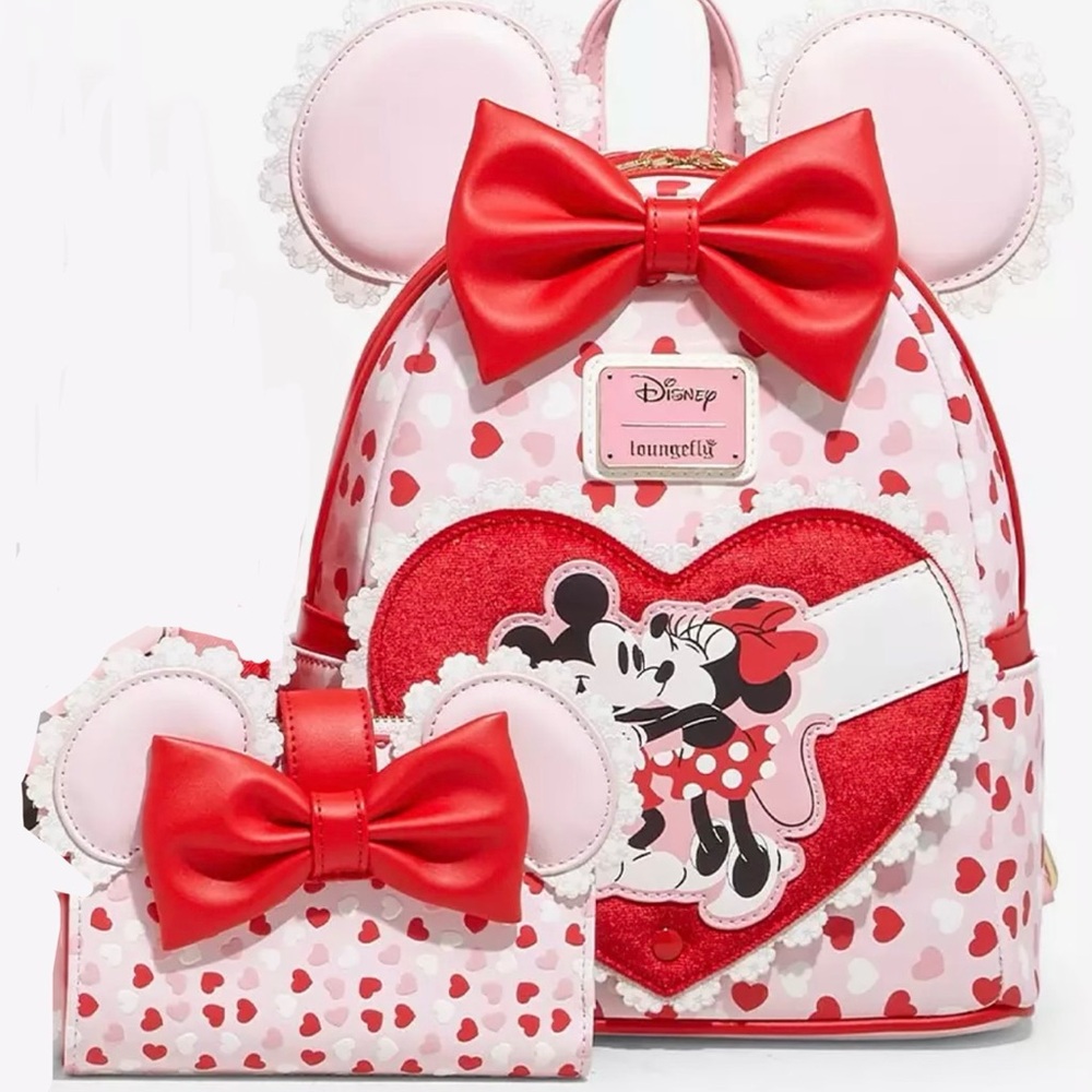Loungefly Disney Mickey&Minnie Valentine’s Ears ChocolateScented MiniBackpackSet